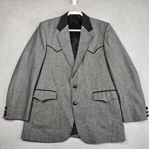 Circle S Blazer Mens 40R Western Sport Coat Gray Black Going Out Party Formal